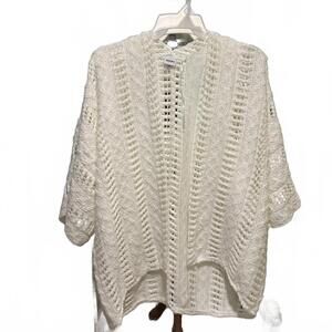 Sonoma Women's White Open Knit Kimono Cardigan oversize Sweater - One Size